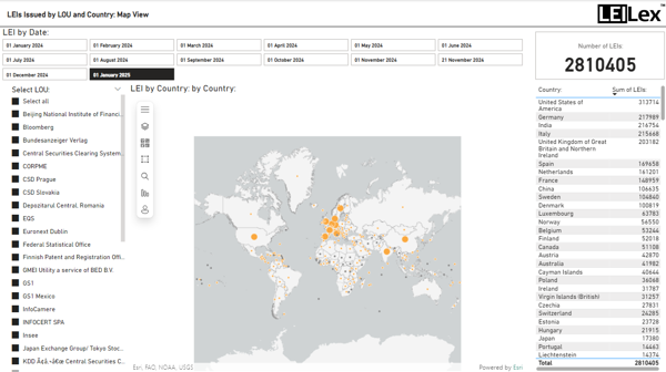 Leis Issued By LOU And Country Map View Jan