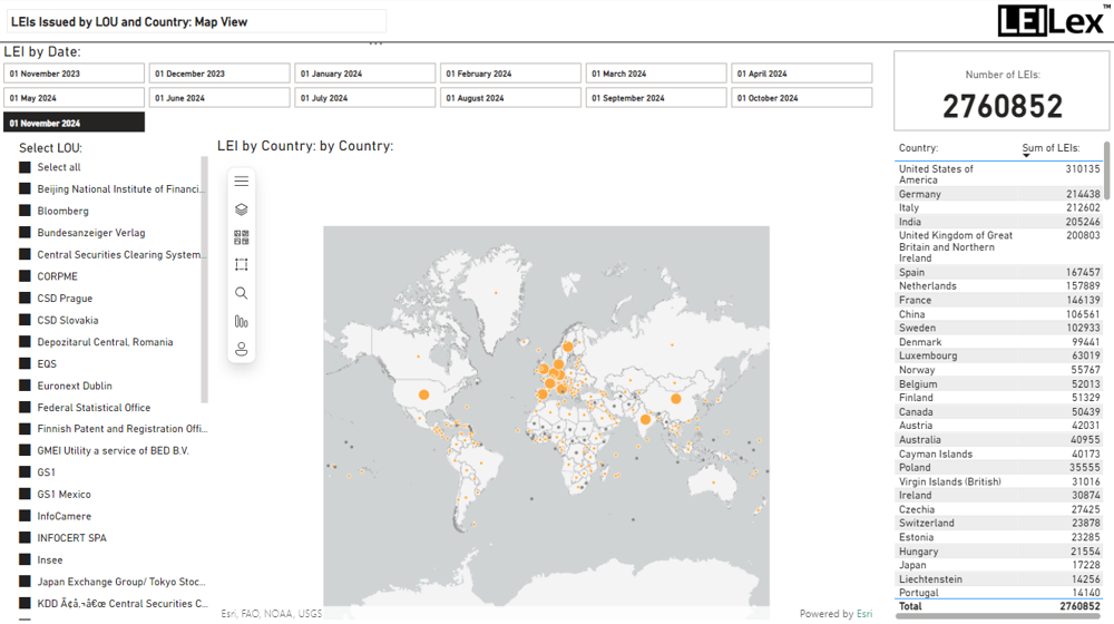 Leis Issued By LOU And Country Map View Nov