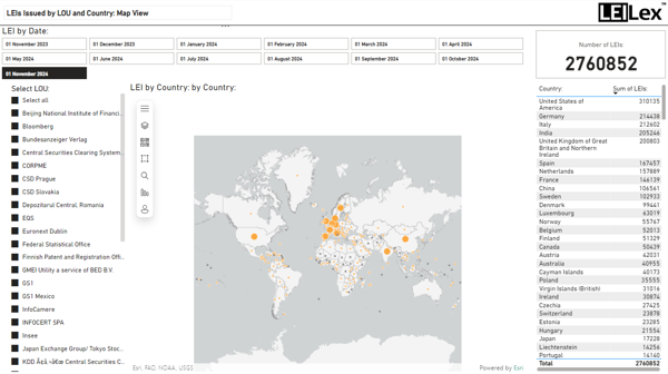 Leis Issued By LOU And Country Map View Nov