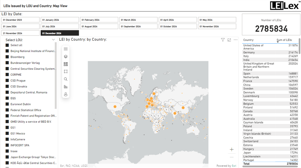 Leis Issued By LOU And Country Map View Dec